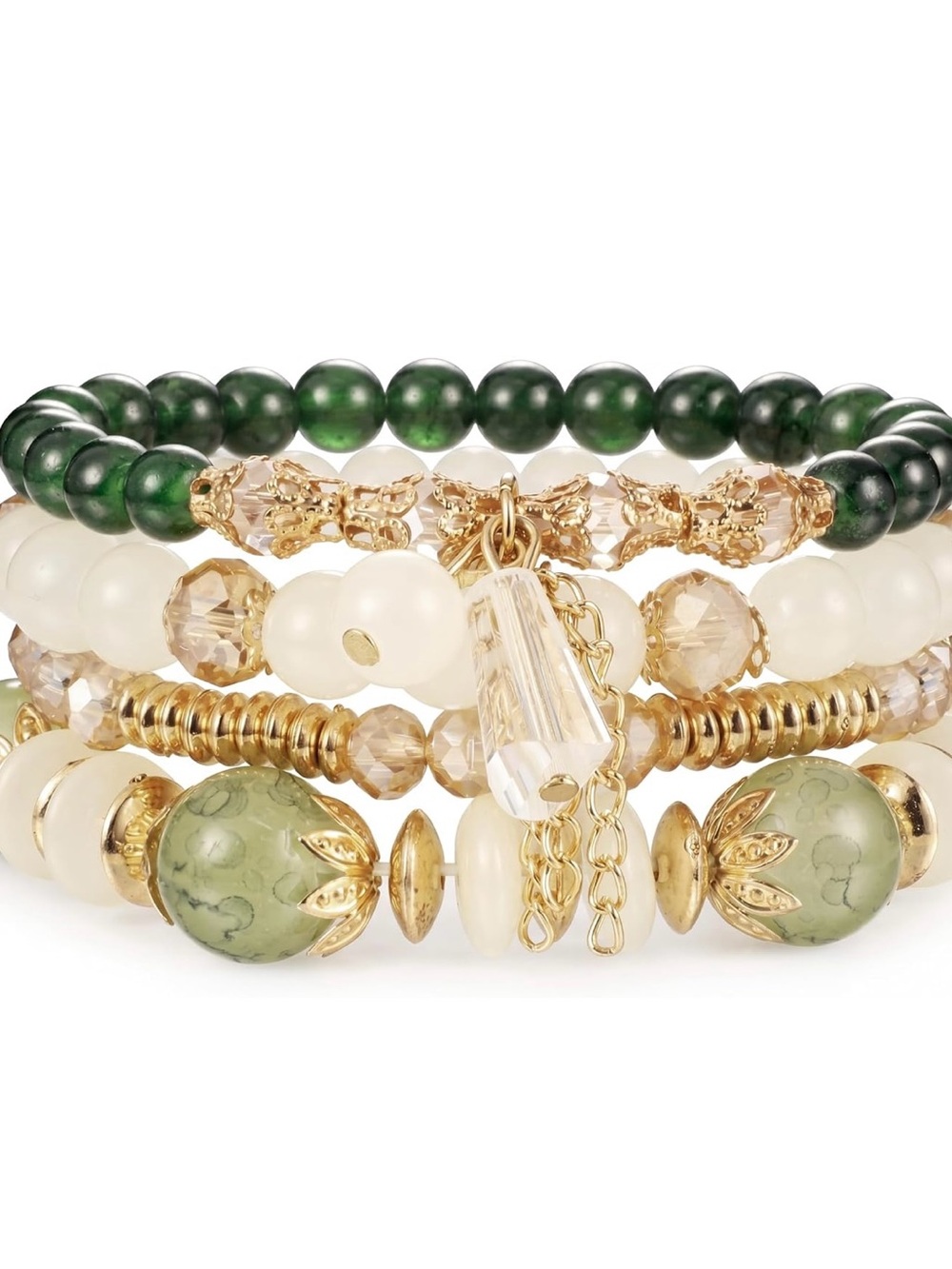 Boho Beaded Bracelets for Women, 4 Pcs Stackable Bracelets Set
4-Layer Stretch N